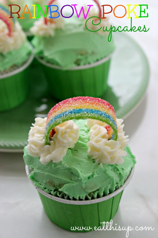 Rainbow Poke Cupcakes